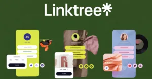 Link in bio tool interface showing multiple customizable landing pages for creators and small business owners
