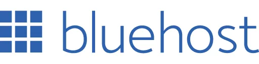Bluehost logo, a leading web hosting service recommended for WordPress sites.