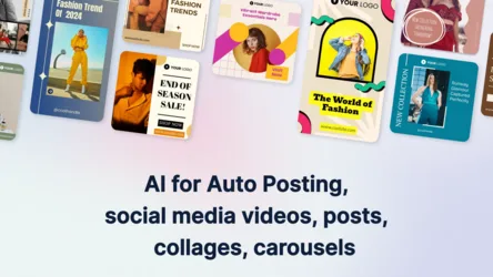 AI-powered auto posting tool for creating social media videos, posts, collages, and carousels