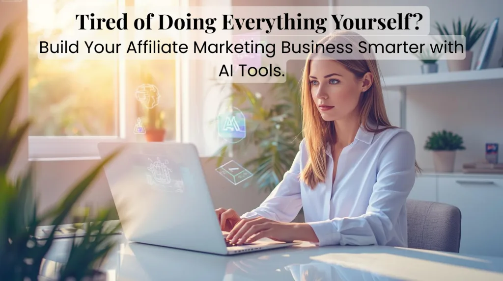 Woman working on a laptop using AI tools to build her affiliate marketing business