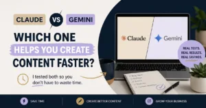 Claude vs Gemini for small business featured image about creating content faster