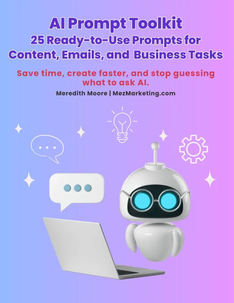 AI Prompt Toolkit cover with 25 ready-to-use prompts for content, emails, and business tasks