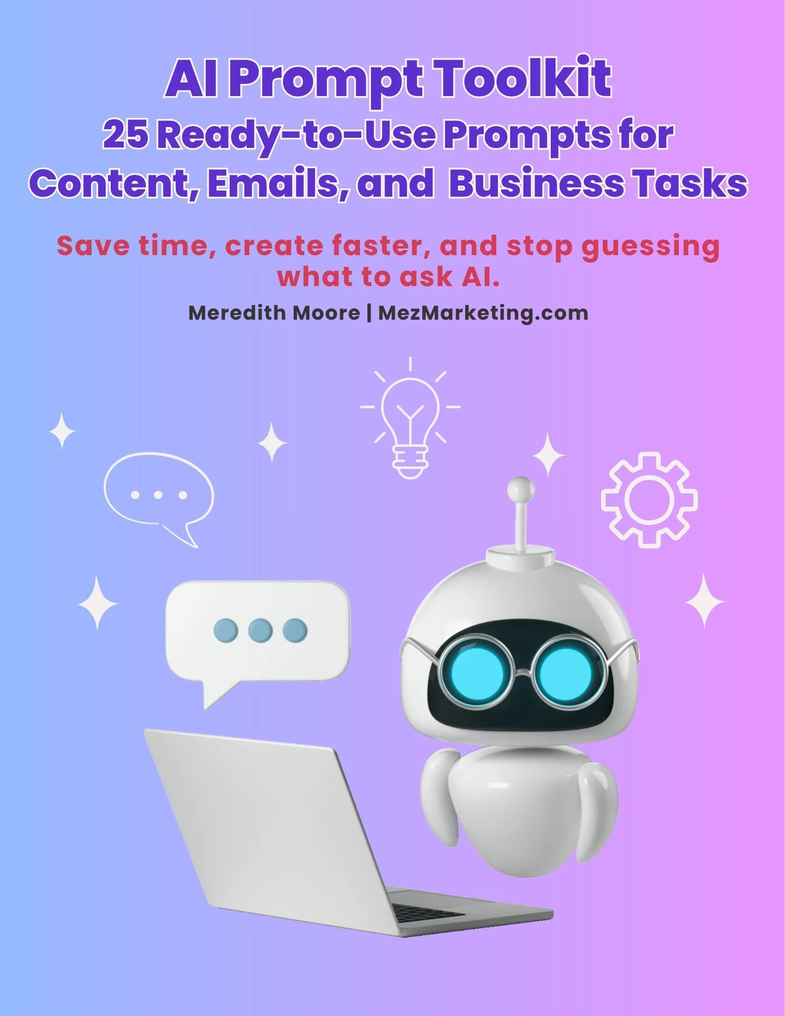 AI Prompt Toolkit cover with 25 ready-to-use prompts for content, emails, and business tasks